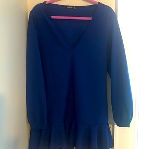 Dress, royal blue v-neck